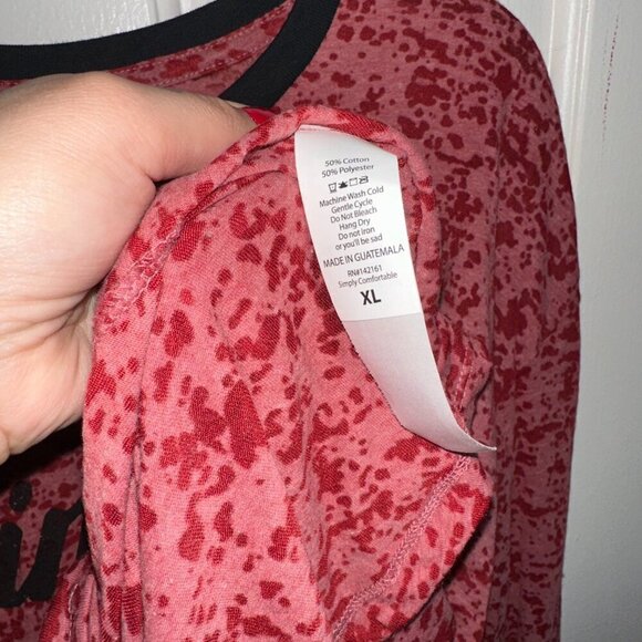 Vintage Long Sleeve Lularoe Shirt Pink Red Leopard Print Black Trim Women's XL - Picture 5 of 8